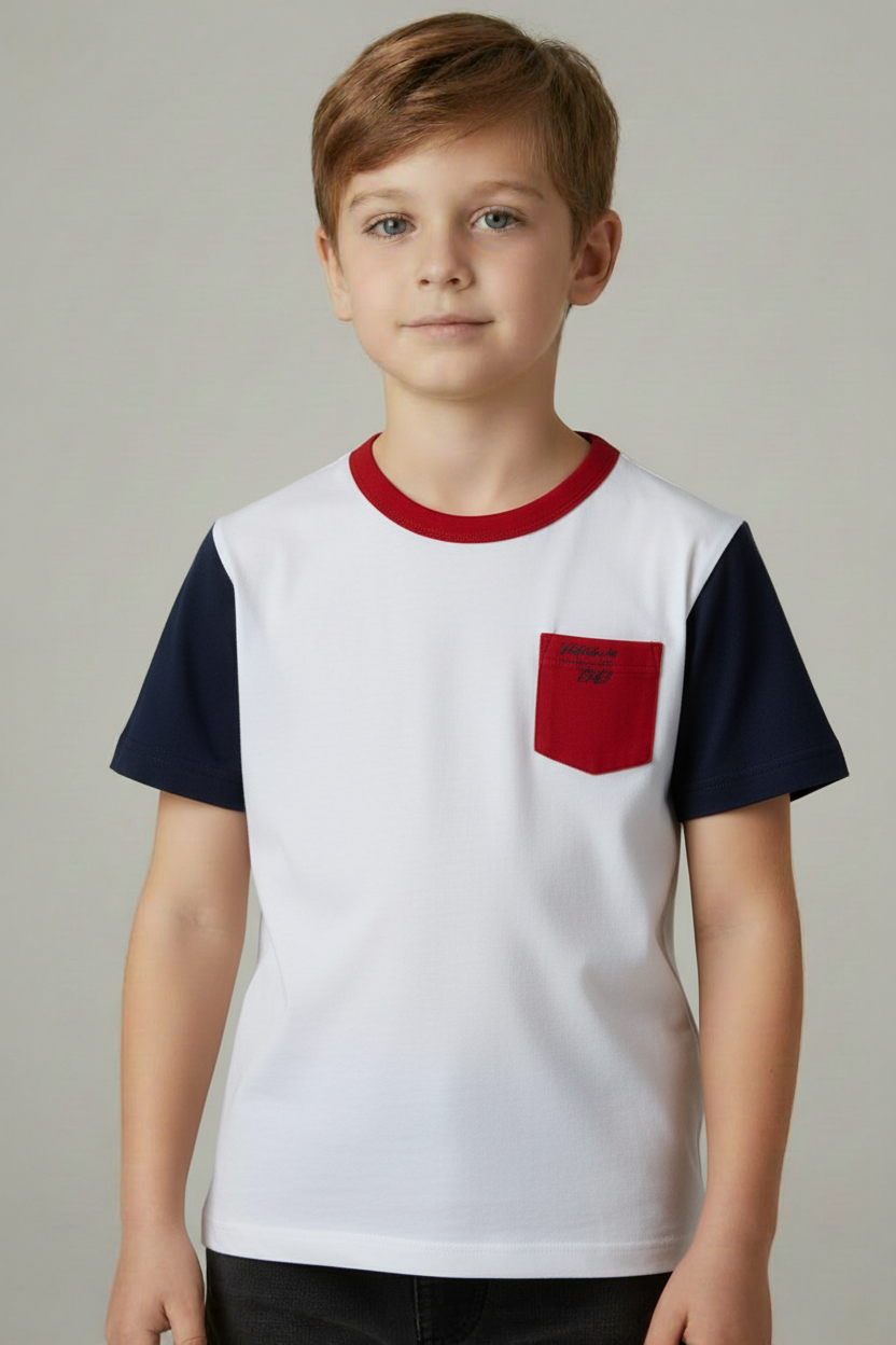 T-SHIRT C/BOLSO NÁUTICA TRICOLOR