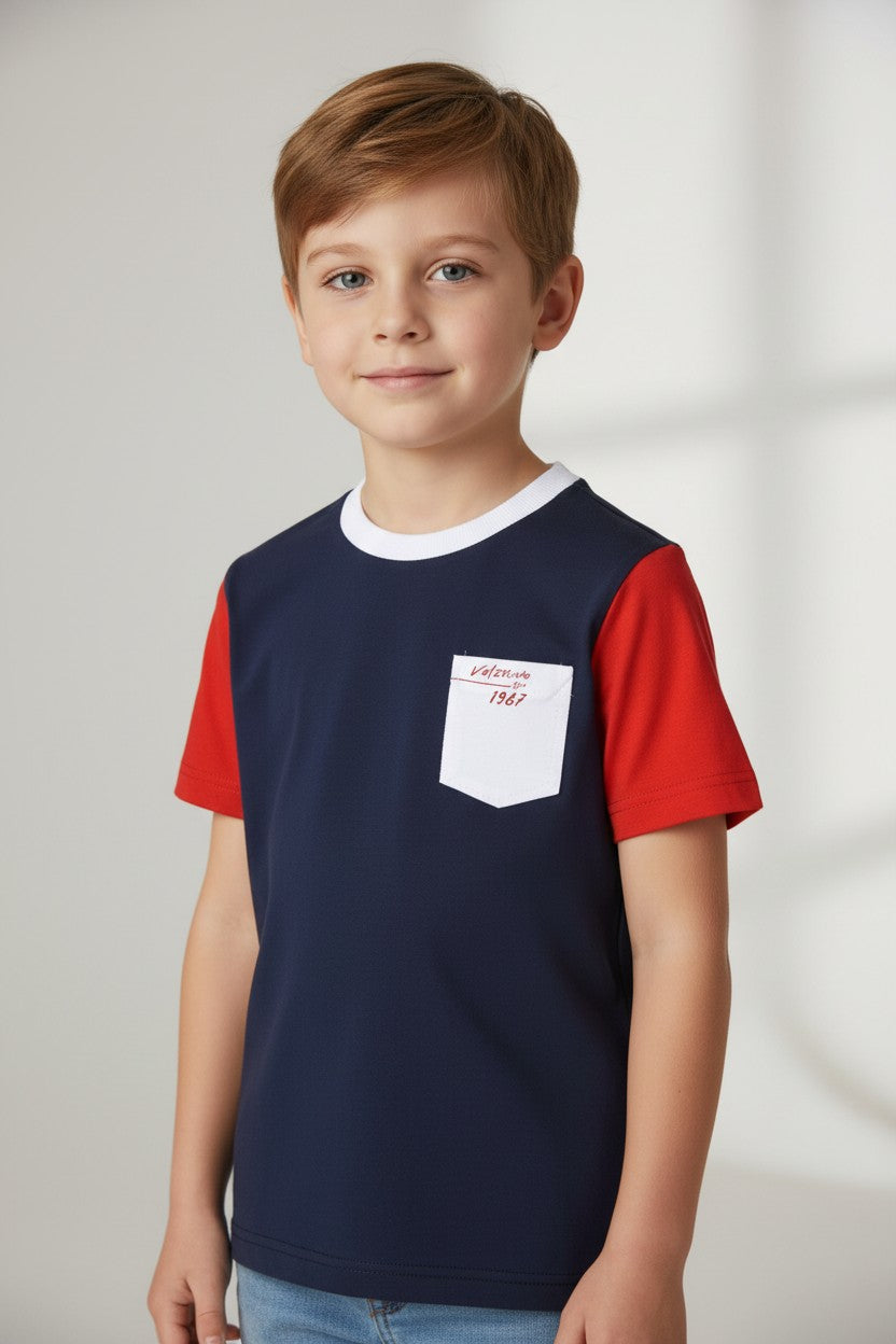 T-SHIRT C/BOLSO NÁUTICA TRICOLOR